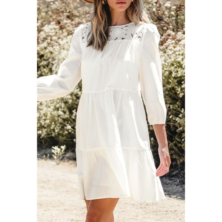 3/4 Sleeve Tiered Mini Dress Apparel and Accessories