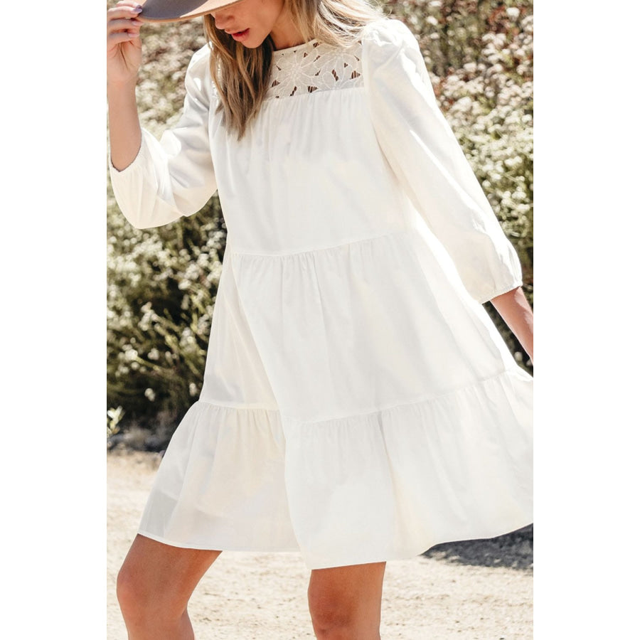 3/4 Sleeve Tiered Mini Dress Apparel and Accessories