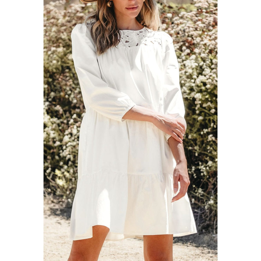 3/4 Sleeve Tiered Mini Dress Apparel and Accessories