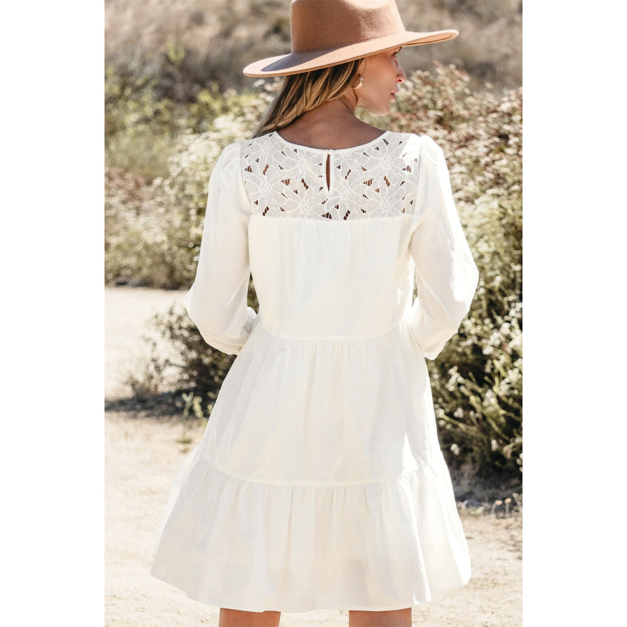 3/4 Sleeve Tiered Mini Dress Apparel and Accessories
