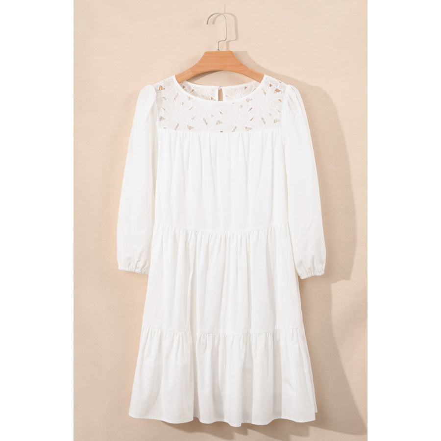 3/4 Sleeve Tiered Mini Dress Apparel and Accessories