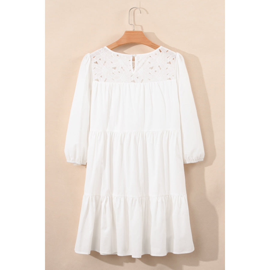 3/4 Sleeve Tiered Mini Dress Apparel and Accessories