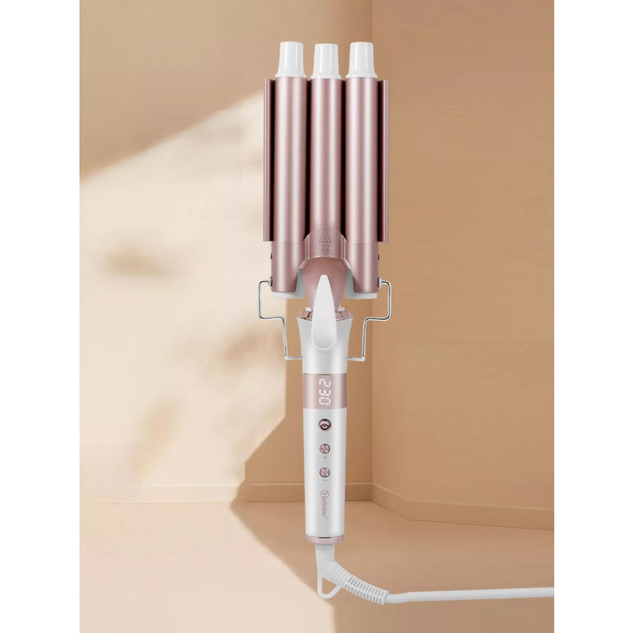 3-Barrel Hair Curling Iron Rose Gold / European plug Apparel and Accessories
