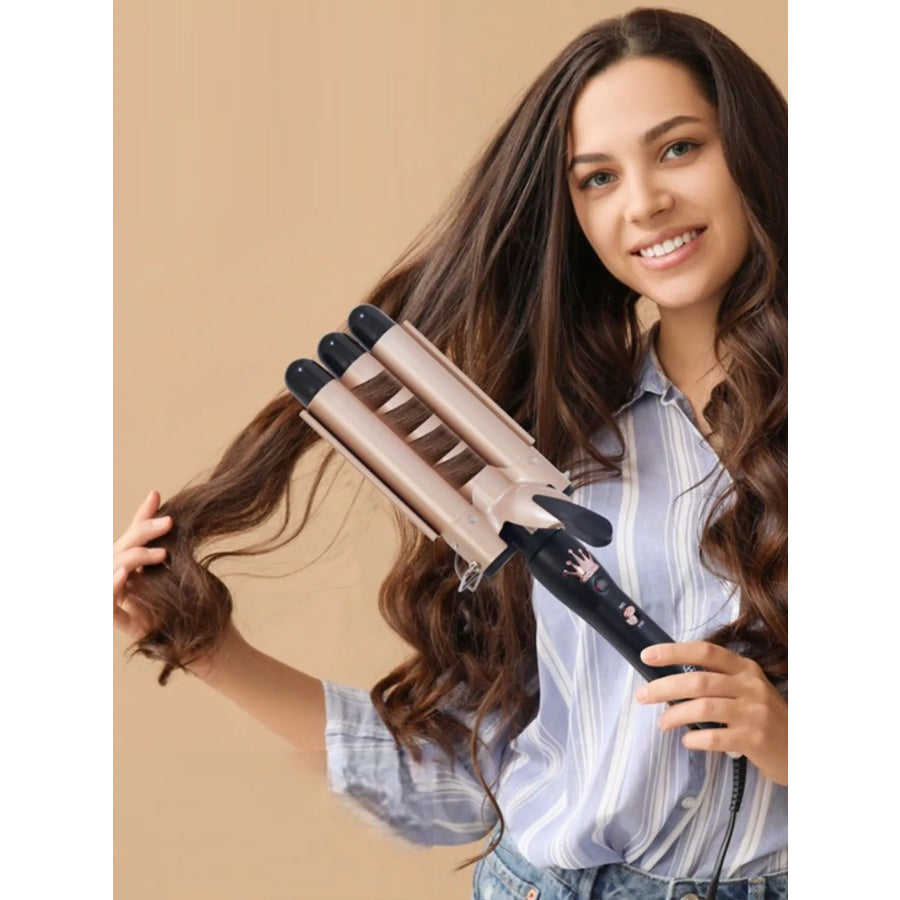 3-Barrel Instant Waver Curling Iron Gold / European plug Apparel and Accessories