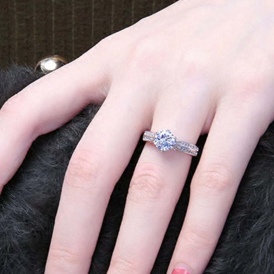 3 Carat 925 Sterling Silver Moissanite Geometric Ring Silver / One Size Apparel and Accessories