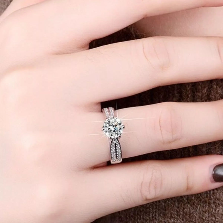 3 Carat 925 Sterling Silver Moissanite Geometric Ring Silver / One Size Apparel and Accessories