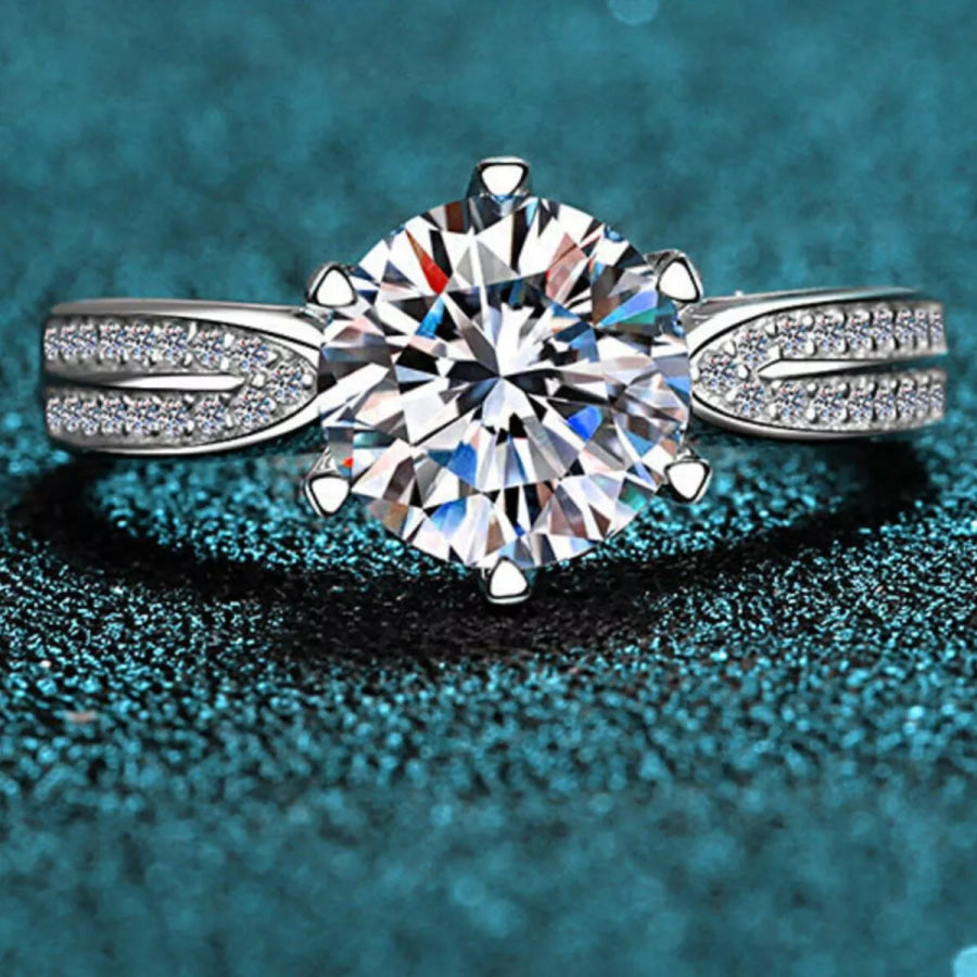 3 Carat 925 Sterling Silver Moissanite Geometric Ring Silver / One Size Apparel and Accessories