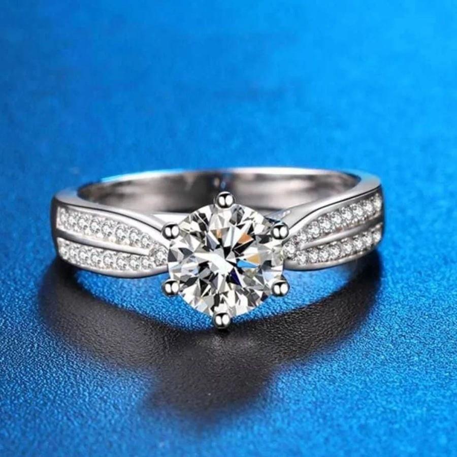 3 Carat 925 Sterling Silver Moissanite Geometric Ring Silver / One Size Apparel and Accessories