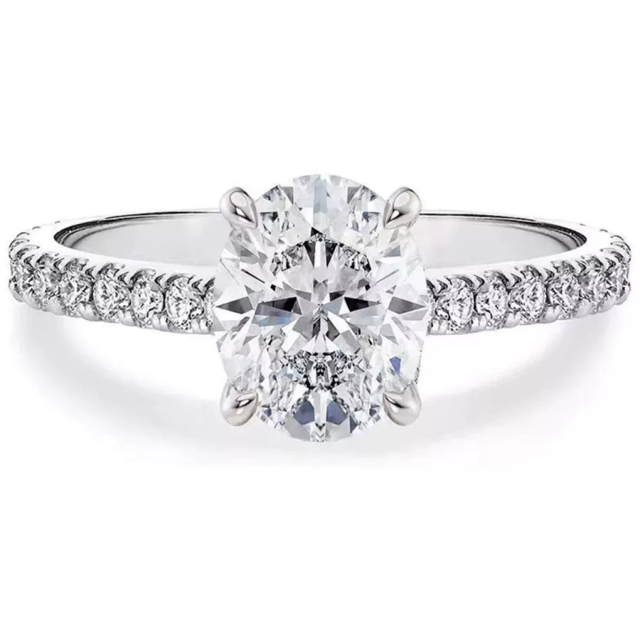 3 Carat 925 Sterling Silver Moissanite Oval Ring Apparel and Accessories