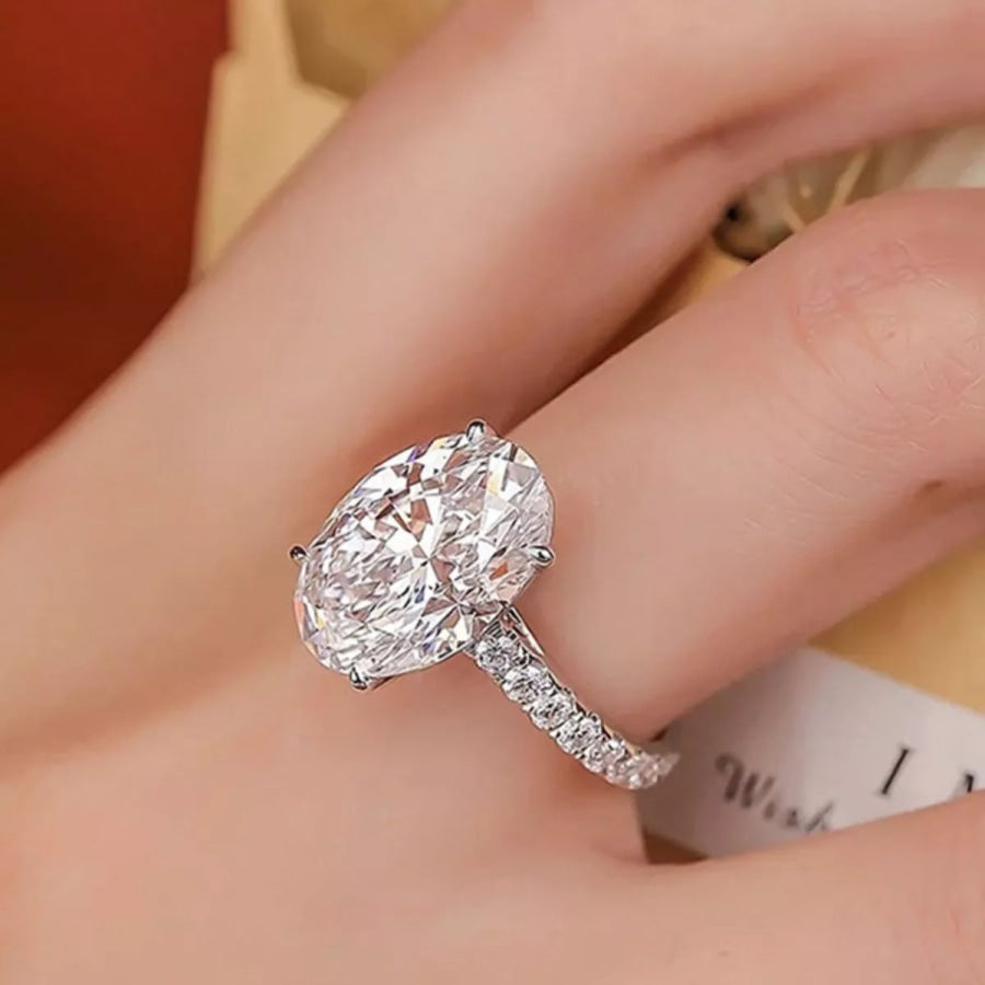 3 Carat 925 Sterling Silver Moissanite Oval Ring Apparel and Accessories