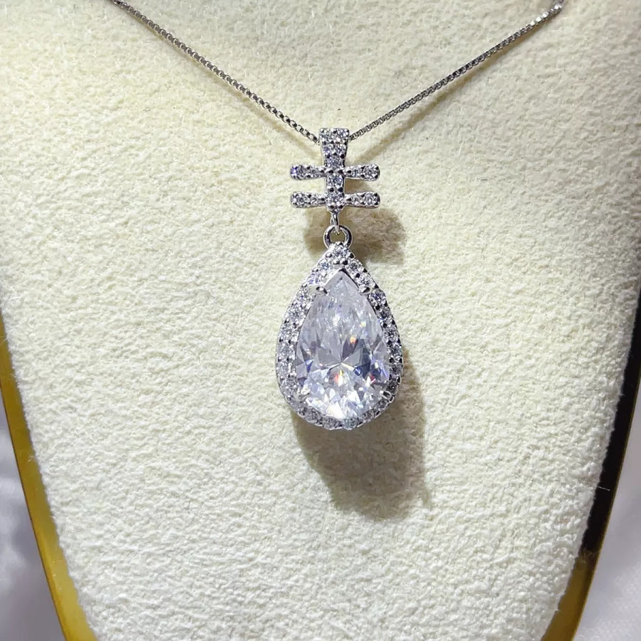 3 Carat 925 Sterling Silver Moissanite Pendant Necklace Silver / One Size Apparel and Accessories