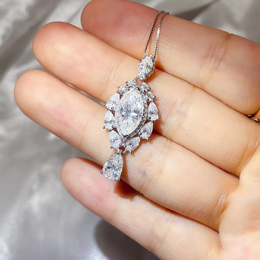 3 Carat 925 Sterling Silver Moissanite Pendant Necklace Silver / One Size Apparel and Accessories