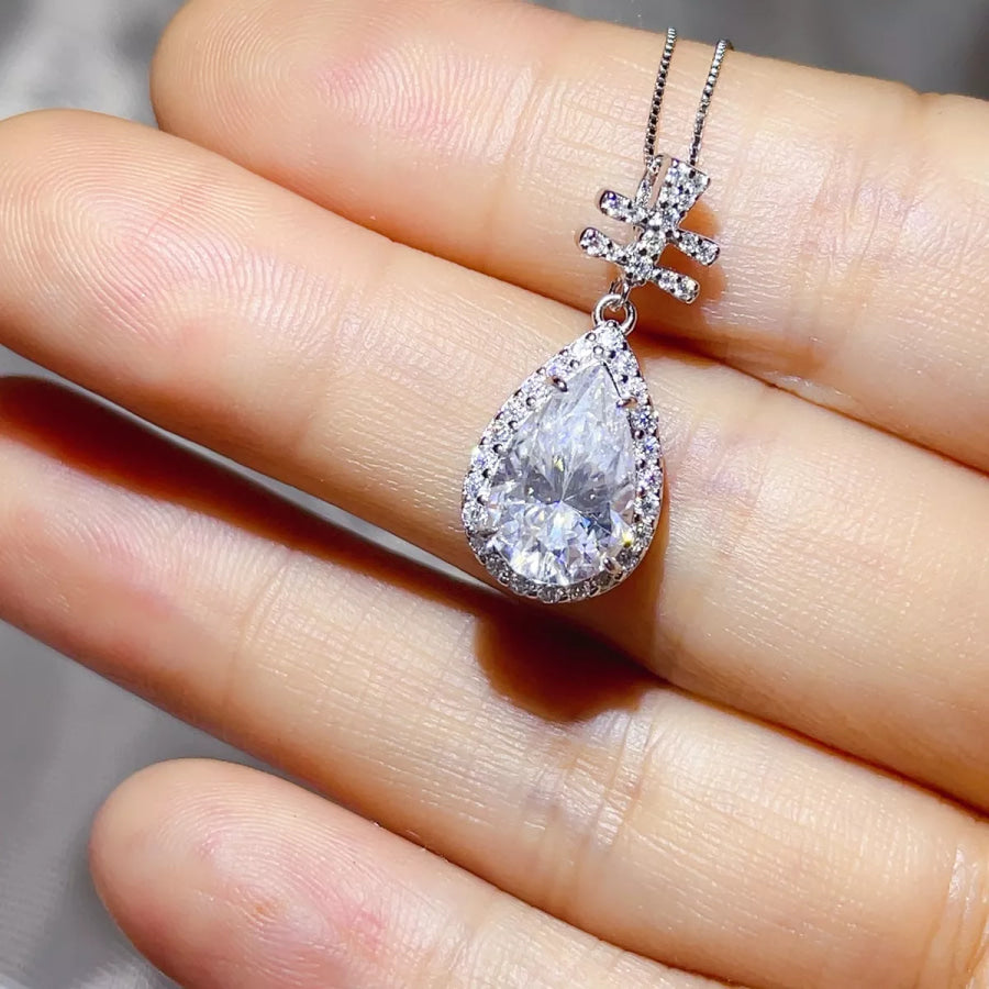3 Carat 925 Sterling Silver Moissanite Pendant Necklace Silver / One Size Apparel and Accessories