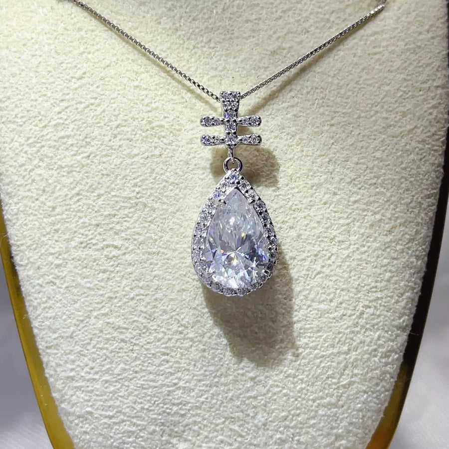 3 Carat 925 Sterling Silver Moissanite Pendant Necklace Silver / One Size Apparel and Accessories