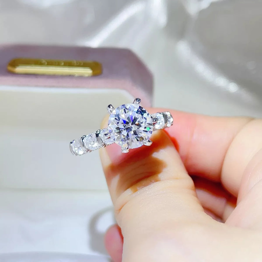 3 Carat 925 Sterling Silver Moissanite Ring Silver / 4 Apparel and Accessories