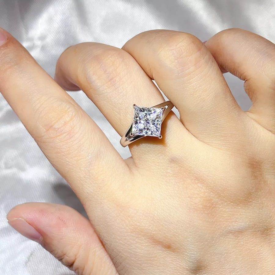 3 Carat 925 Sterling Silver Moissanite Ring Silver / 4 Apparel and Accessories