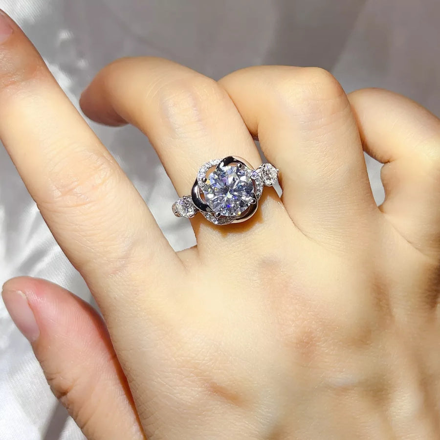 3 Carat 925 Sterling Silver Moissanite Ring Silver / 4 Apparel and Accessories
