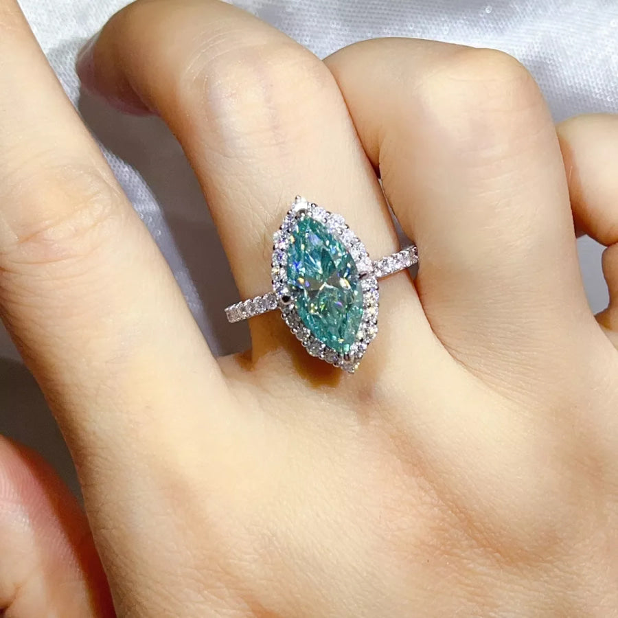 3 Carat 925 Sterling Silver Moissanite Ring Turquoise / 5 Apparel and Accessories