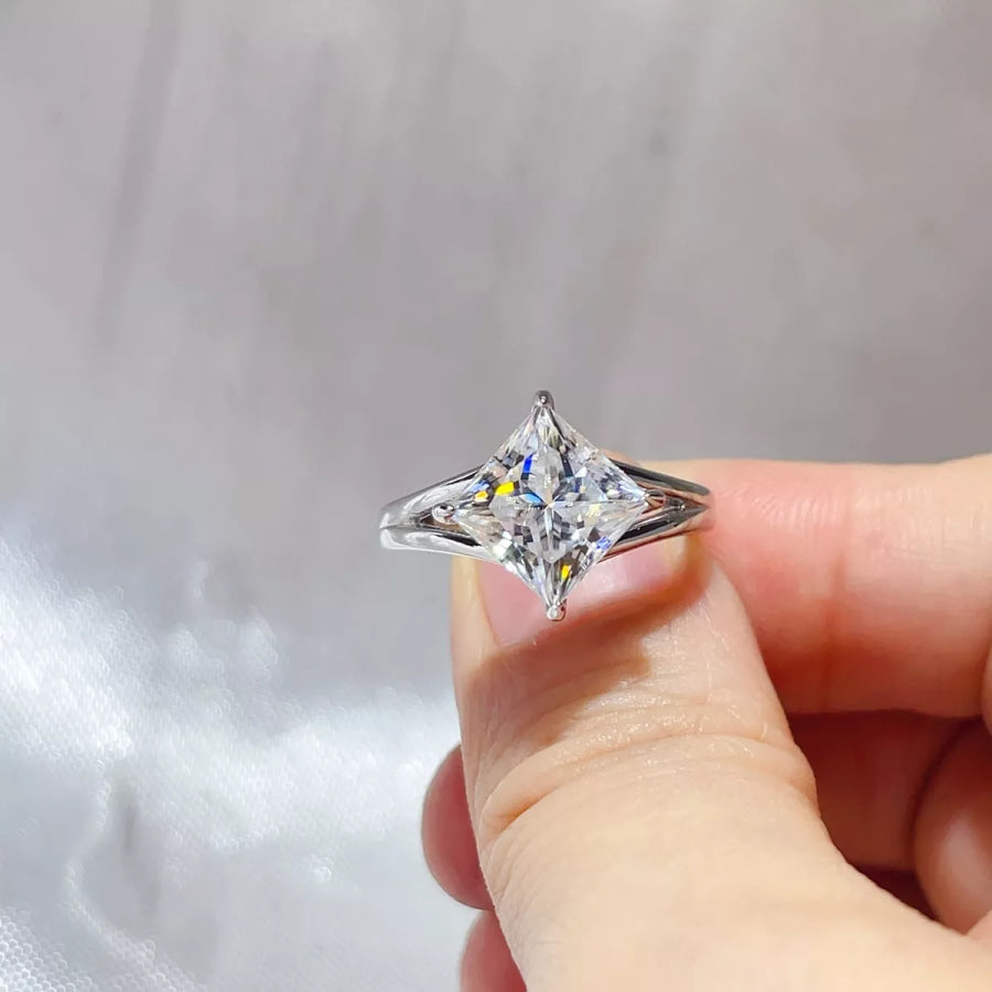 3 Carat 925 Sterling Silver Moissanite Ring Silver / 4 Apparel and Accessories