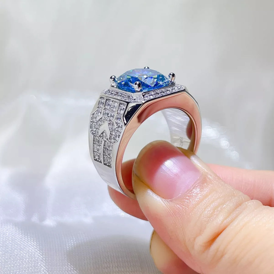 3 Carat 925 Sterling Silver Moissanite Ring Pastel Blue / 8 Apparel and Accessories