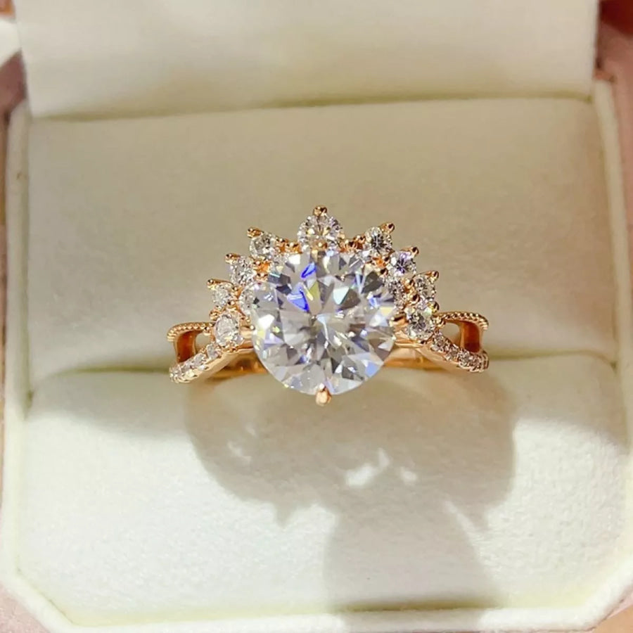 3 Carat 925 Sterling Silver Moissanite Ring Gold / 4 Apparel and Accessories