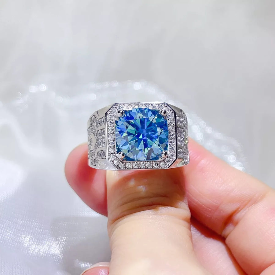 3 Carat 925 Sterling Silver Moissanite Ring Pastel Blue / 8 Apparel and Accessories