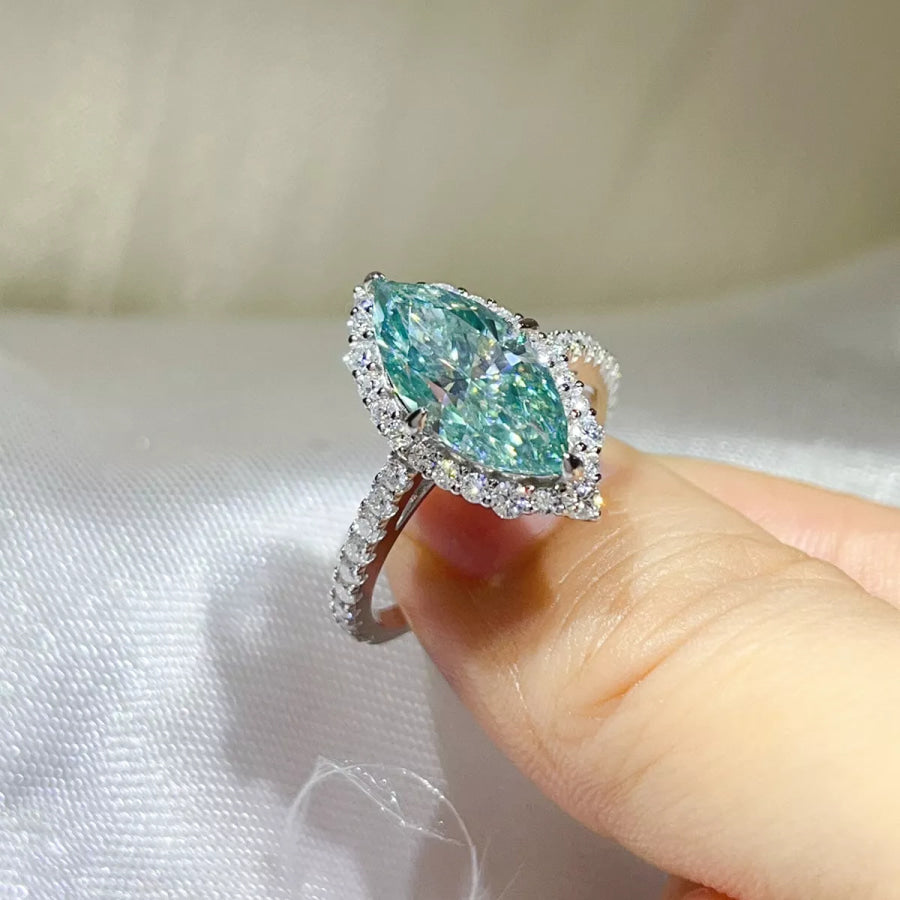 3 Carat 925 Sterling Silver Moissanite Ring Turquoise / 5 Apparel and Accessories