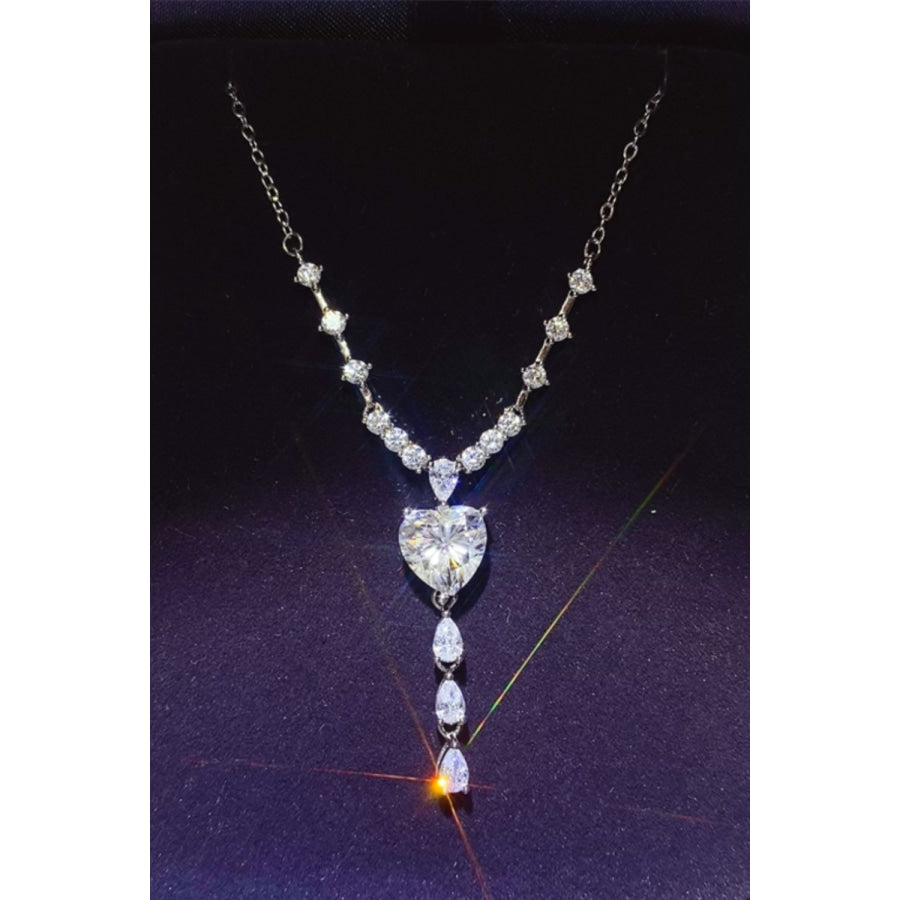 3 Carat Moissanite 925 Sterling Silver Drop Necklace Silver / One Size Apparel and Accessories