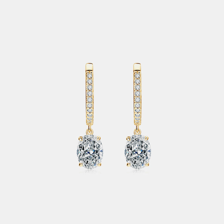 3 Carat Moissanite 925 Sterling Silver Earrings Gold / One Size Apparel and Accessories