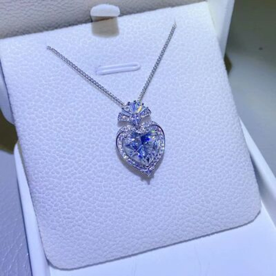 3 Carat Moissanite 925 Sterling Silver Heart Pendant Necklace / One Size Apparel and Accessories