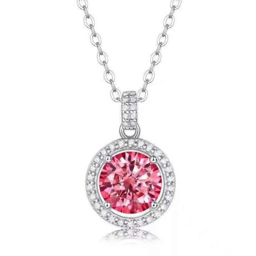 3 Carat Moissanite 925 Sterling Silver Pendant Necklace Blush Pink / One Size Apparel and Accessories