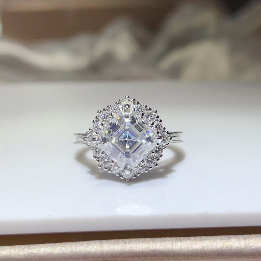 3 Carat Moissanite 925 Sterling Silver Ring Silver / 4.5 Apparel and Accessories