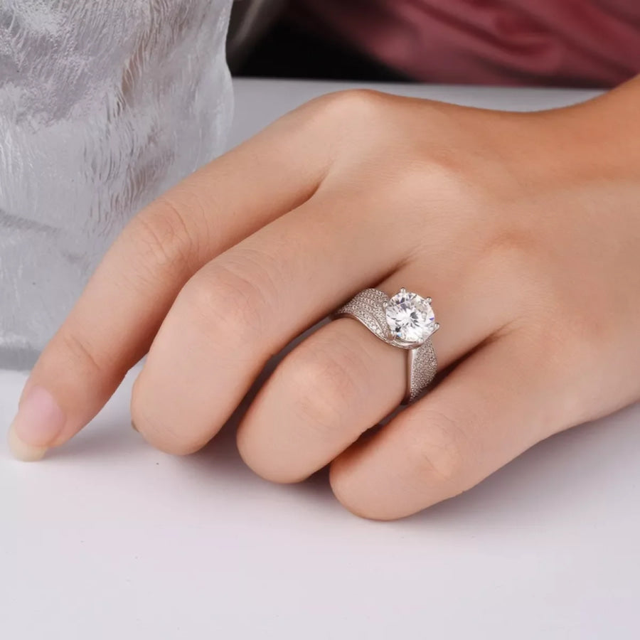 3 Carat Moissanite 925 Sterling Silver Ring Silver / 4.5 Apparel and Accessories