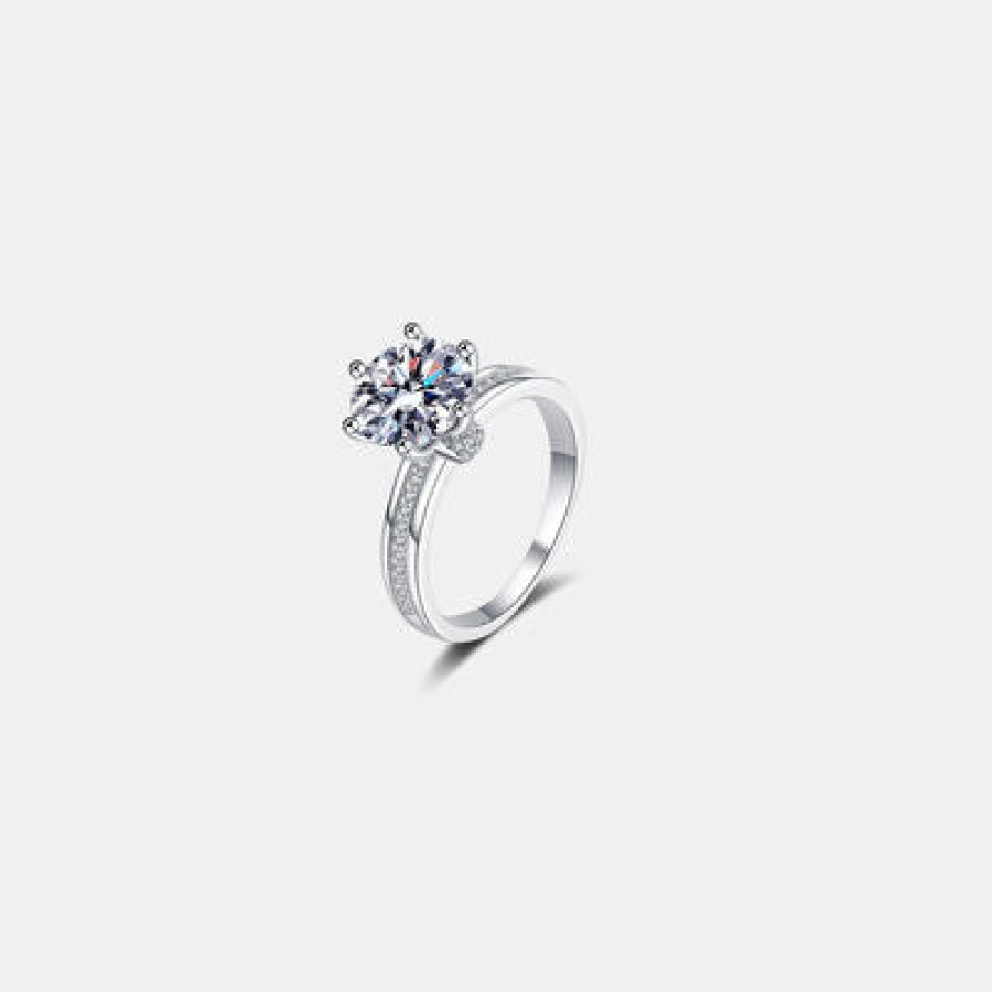 3 Carat Moissanite 925 Sterling Silver Ring Silver / 4 Apparel and Accessories