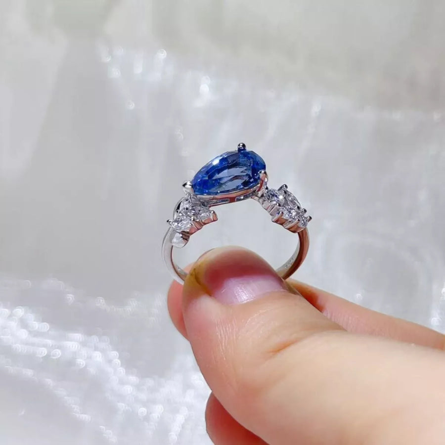 3 Carat Moissanite 925 Sterling Silver Ring Royal Blue / 4.5 Apparel and Accessories