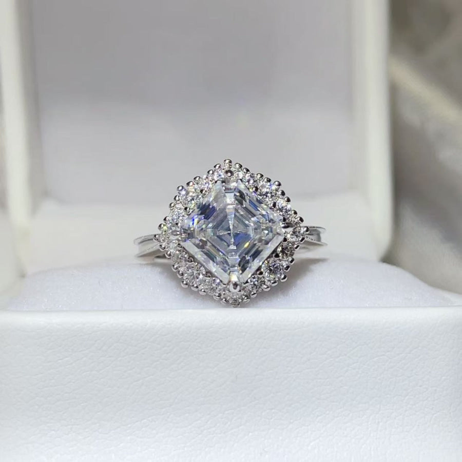 3 Carat Moissanite 925 Sterling Silver Ring Silver / 4.5 Apparel and Accessories
