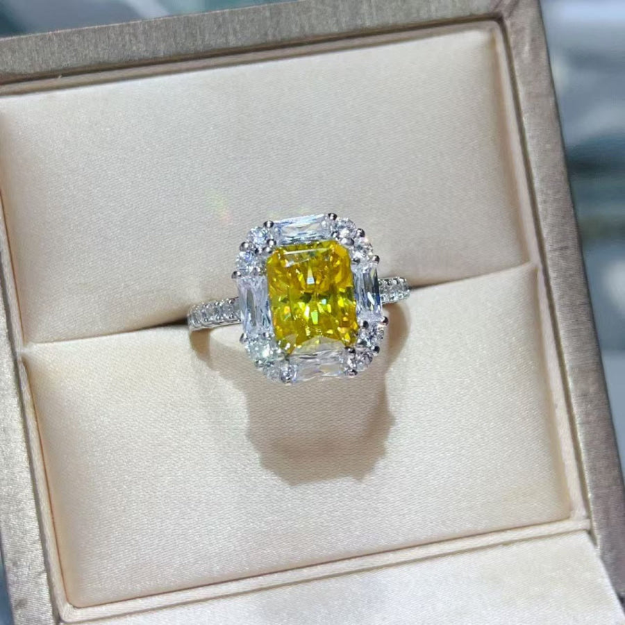 3 Carat Moissanite 925 Sterling Silver Ring Light Yellow / 4.5 Apparel and Accessories