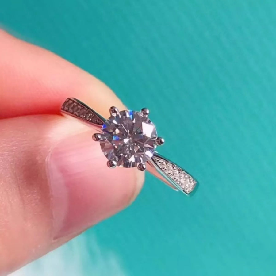 3 Carat Moissanite 925 Sterling Silver Ring Silver / One Size Apparel and Accessories