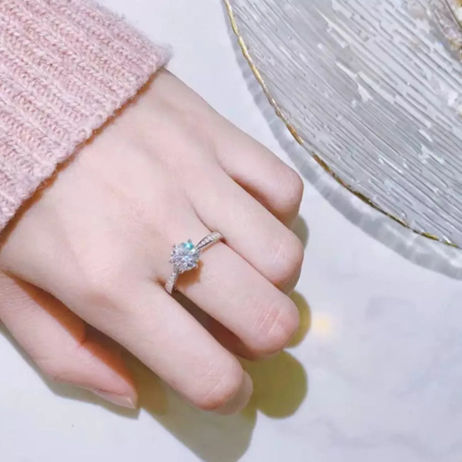 3 Carat Moissanite 925 Sterling Silver Ring Silver / One Size Apparel and Accessories