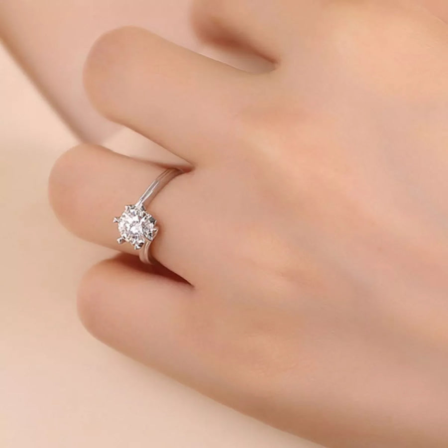 3 Carat Moissanite 925 Sterling Silver Ring Silver / One Size Apparel and Accessories