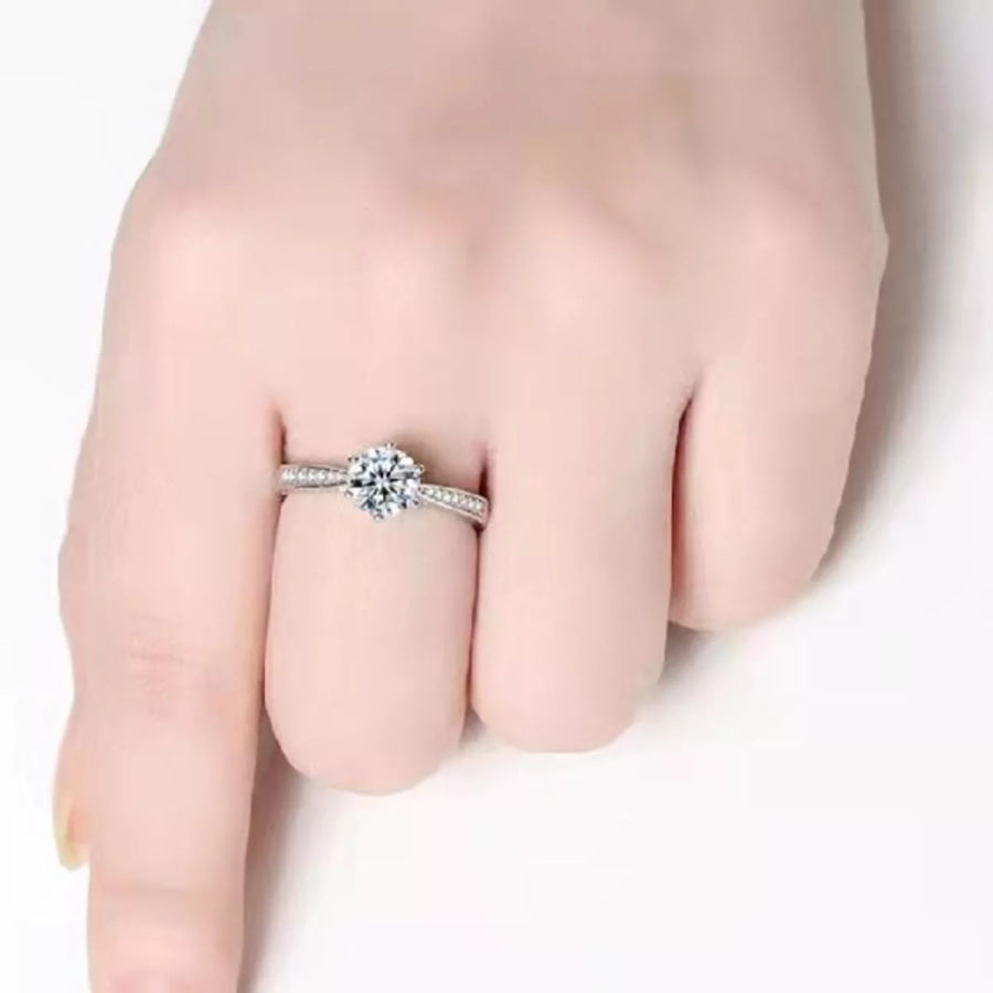 3 Carat Moissanite 925 Sterling Silver Ring Silver / One Size Apparel and Accessories