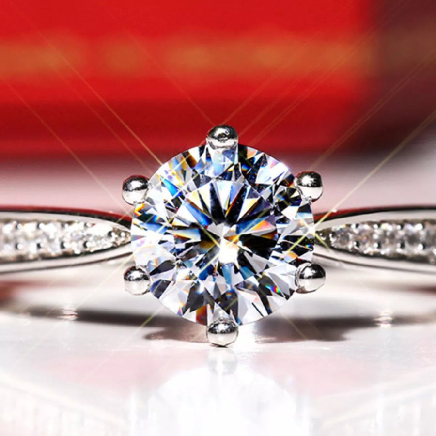 3 Carat Moissanite 925 Sterling Silver Ring Silver / One Size Apparel and Accessories