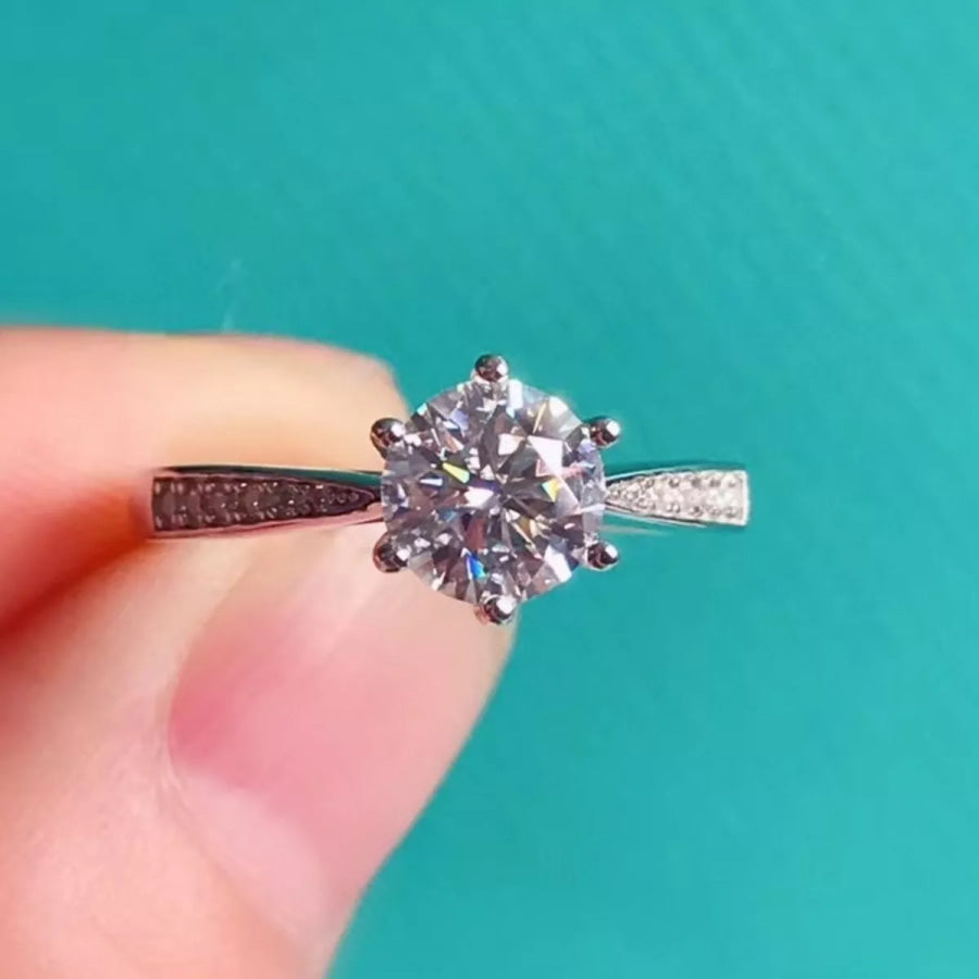 3 Carat Moissanite 925 Sterling Silver Ring Silver / One Size Apparel and Accessories
