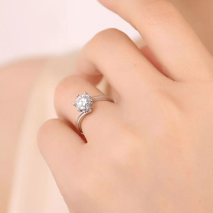 3 Carat Moissanite 925 Sterling Silver Ring Silver / One Size Apparel and Accessories
