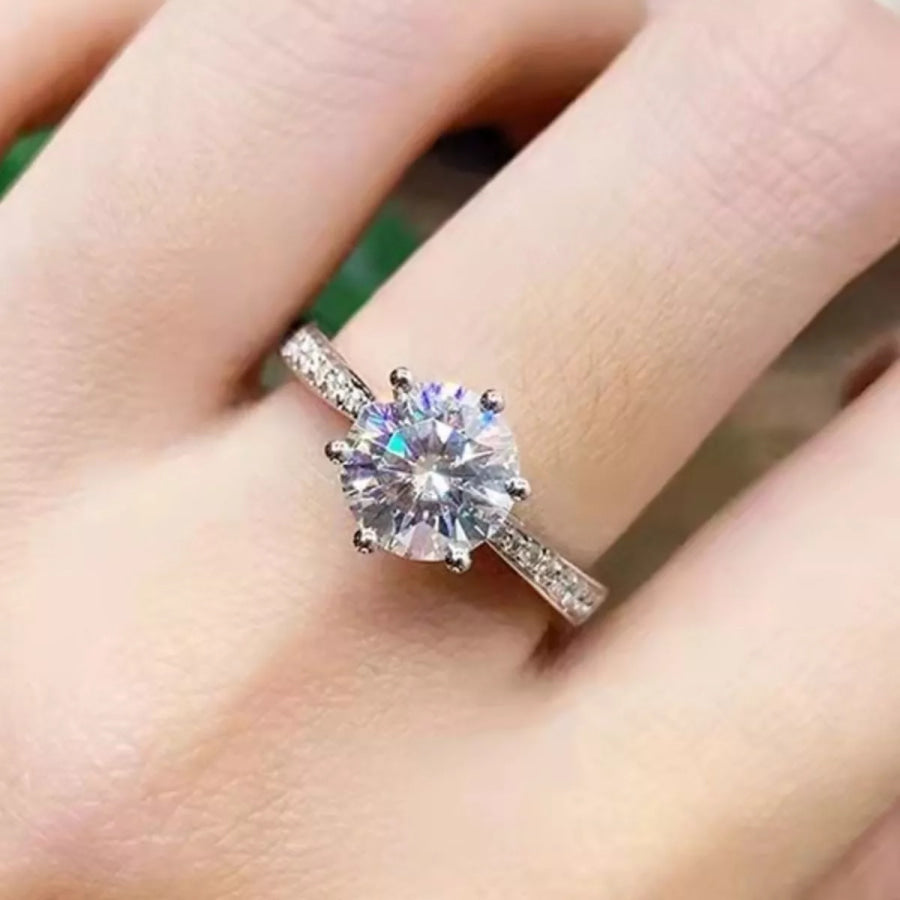3 Carat Moissanite 925 Sterling Silver Ring Silver / One Size Apparel and Accessories