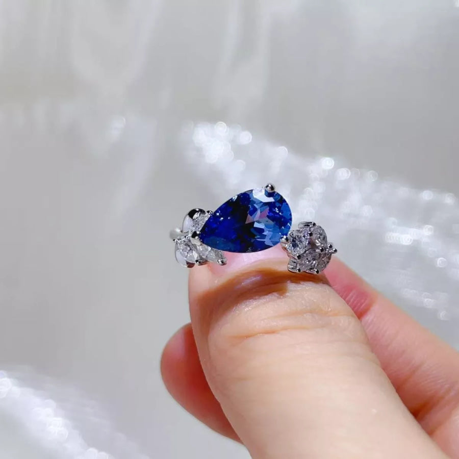 3 Carat Moissanite 925 Sterling Silver Ring Royal Blue / 4.5 Apparel and Accessories
