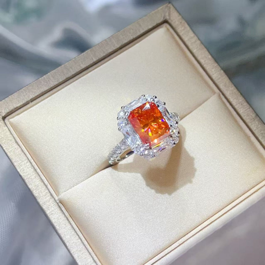 3 Carat Moissanite 925 Sterling Silver Ring Sherbet / 4.5 Apparel and Accessories