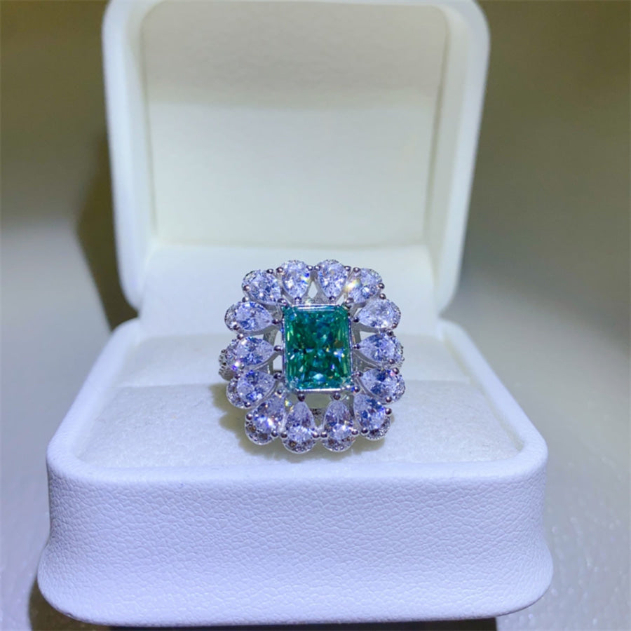 3 Carat Moissanite 925 Sterling Silver Ring Teal / 6 Apparel and Accessories