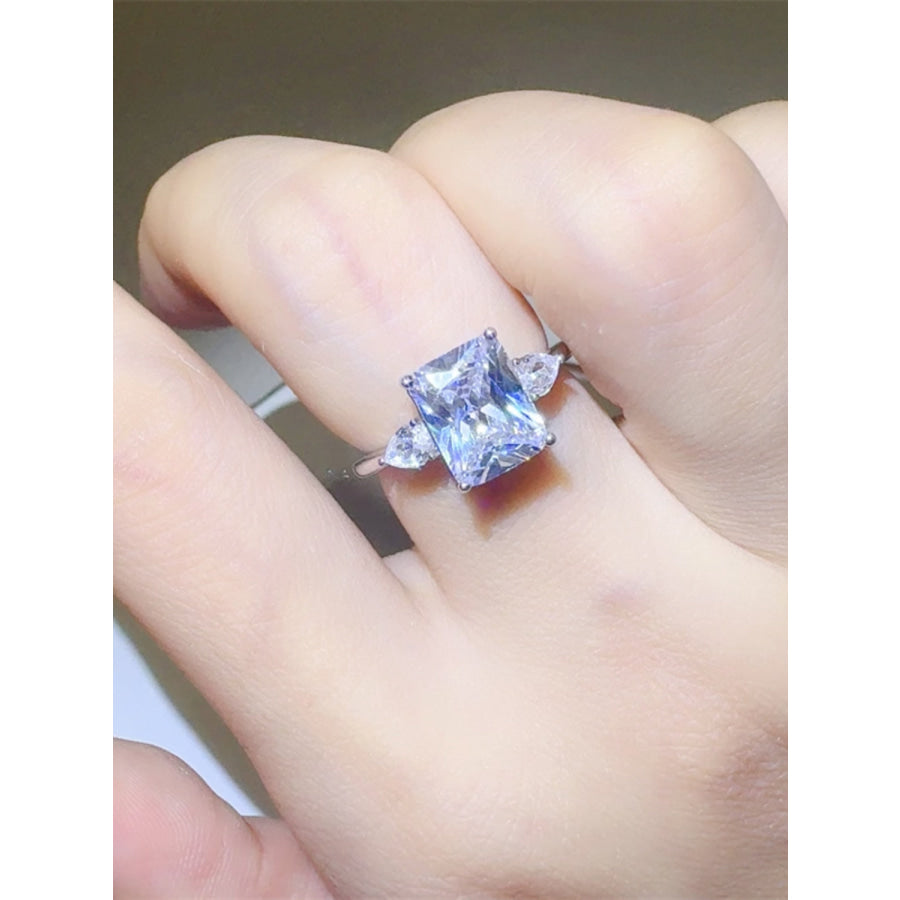 3 Carat Moissanite 925 Sterling Silver Square Shape Ring Silver / 5 Apparel and Accessories