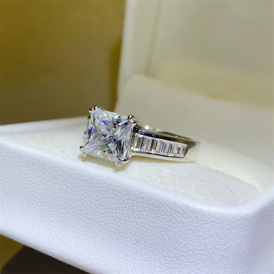 3 Carat Moissanite 925 Sterling Silver Square Shape Ring Apparel and Accessories